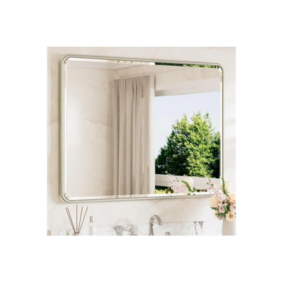 Miroir en nickel brossé brossé pour mur en verre trempé biseauté à bords biseautés 40 x 30