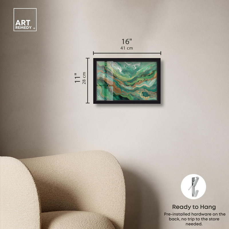 «Gateed Agate I Shadowbox Print» par Art Remedy, H 11 po x l 16 po, Noir