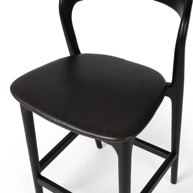 Amare Stool, Sonoma Black Genuine Leather/Black, Counter Stool (26.5" Seat Height)