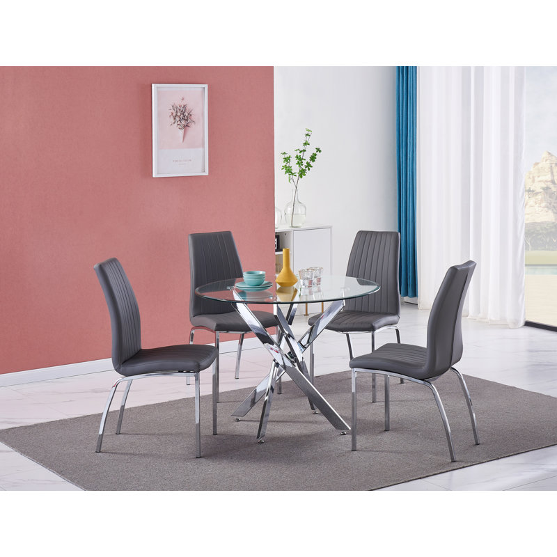 Nexus Dining Table With 4 Modalux Chairs, Grey