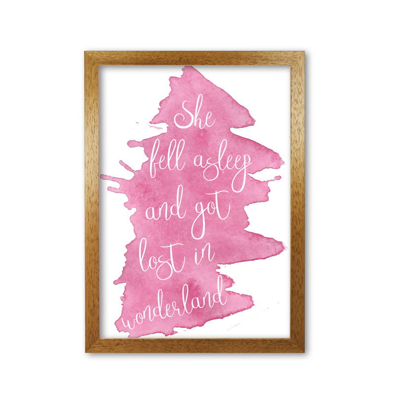 Wonderland Pink - Painting, Honey Oak Frame, 42 cm H x 30 cm W x 5 cm D