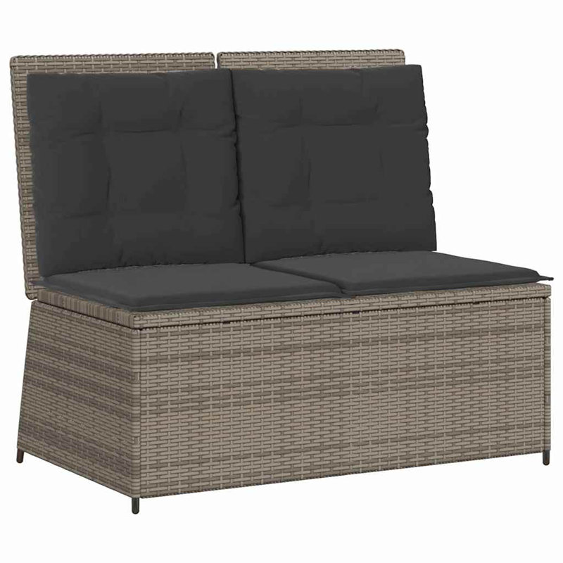 Poly Rattan Outdoor Bench, Black, Grey
