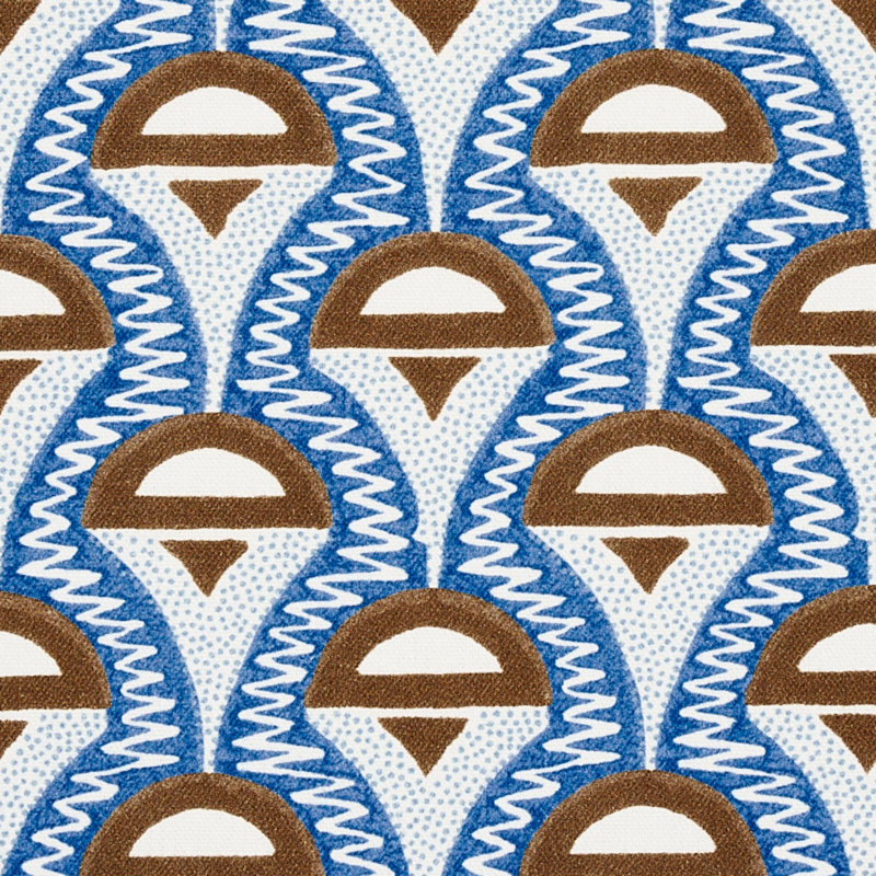 Abelino Fabric, Blue/Brown