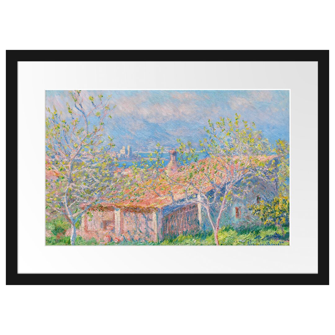 Gerahmtes Poster Gardener Cottage in Antibes von Claude Monet