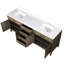 Meuble-lavabo double de 80 po L Chêne gris, plateau en quartz blanc, bois massif, deux armoires et cadre de rangement à tablettes ouvertes, variété