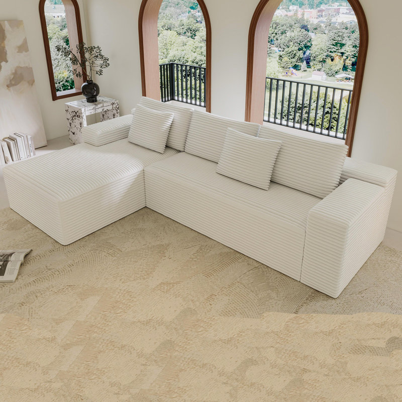 Canapé modulaire 104 po avec méridienne en L 104 po, canapé modulaire moderne avec assise profonde, canapé rembourré pour le salon et la chambre à coucher, aucun assemblage requis