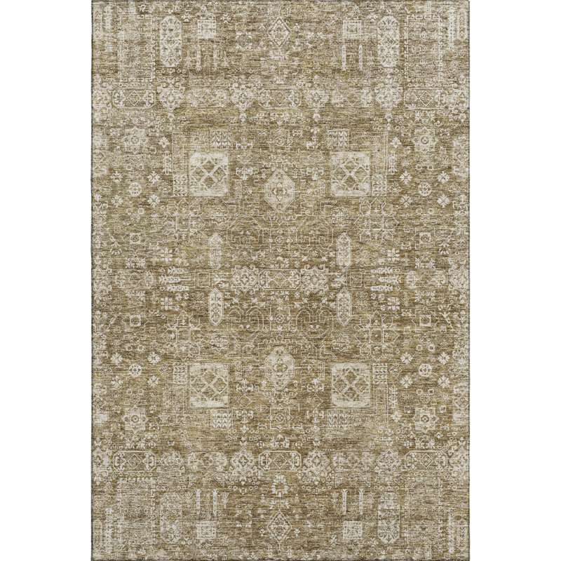 Premium Machine Washable Cerrito Brown Rug, Rectangle 10' x 14'