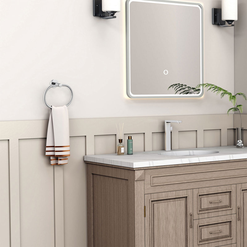 Anneau à serviettes mural pour salle de bain, Nickel brossé