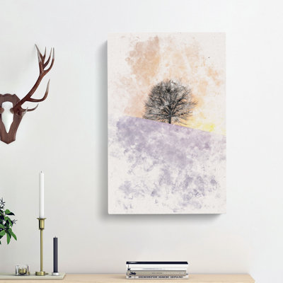 A Winter Tree At Sunset - Wrapped Canvas Painting