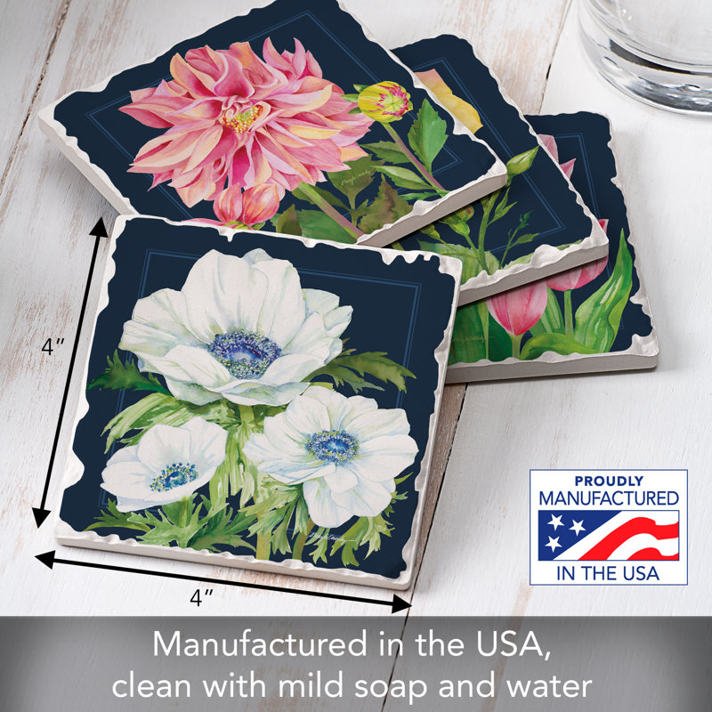 Stoneware Square 4 Piece Coaster Set