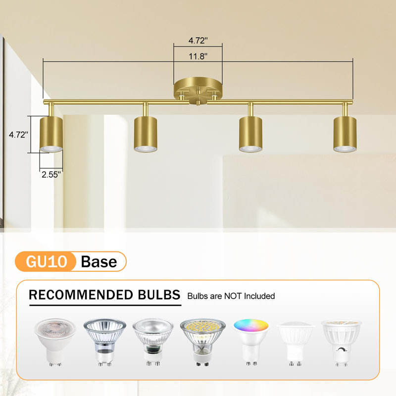 11.8" 4 -Light Track Lighting Kit,4 Way Ceiling Spot Lighting