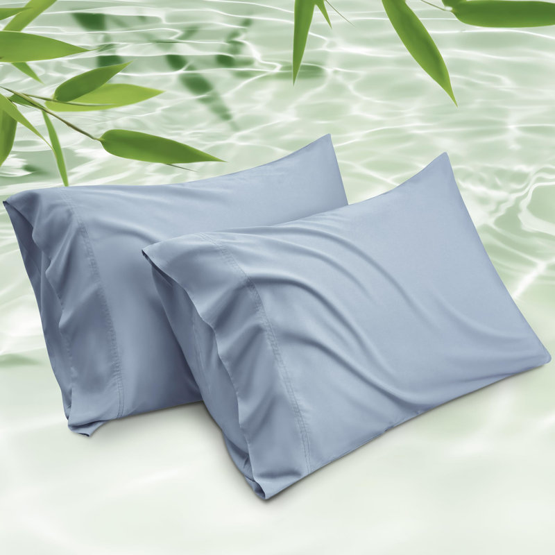 Rayon from Bamboo Cooling Pillowcase, King Pillowcase, Gray Blue