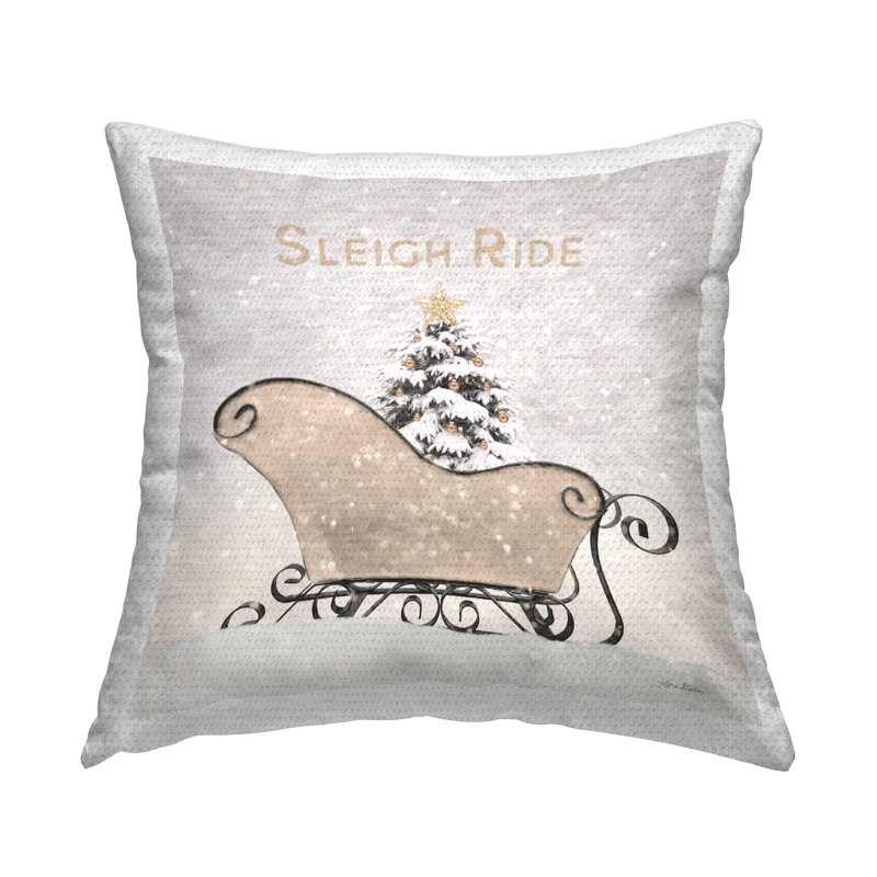 Coussin d'extérieur imprimé traîneau «Christmas Winter» par Lori Deiter