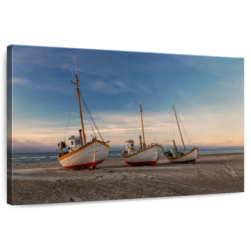 Bateaux Mehar sur le rivage, H 24 po x l 36 po