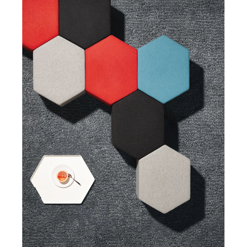 Hecks Hexagon Ottoman, Oyster Genuine Leather