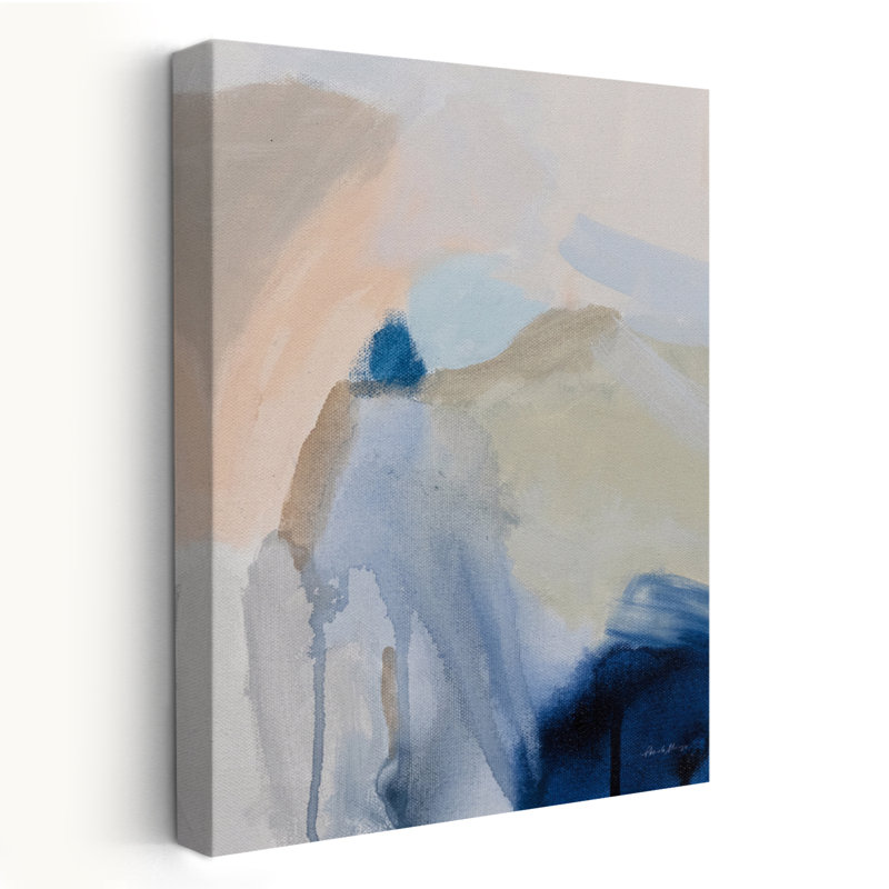 Transitions III - Abstrait bleu brossé contemporain, H 60 po x l 40 po
