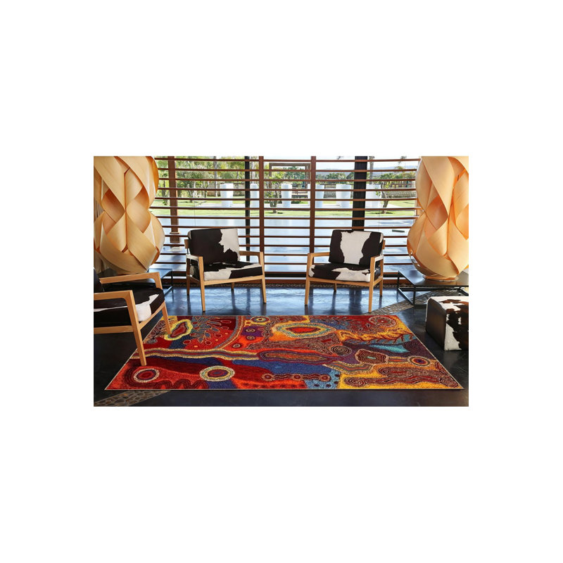 Tapis décoratif multicolore à motif abstrait et créatif, Rectangle 4 pi 7 po x 6 pi 7 po
