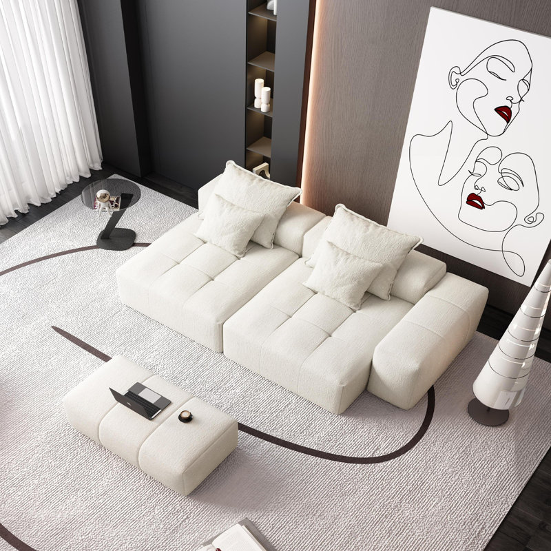 Modern Oversized Modular Sectional Sofa, Beige