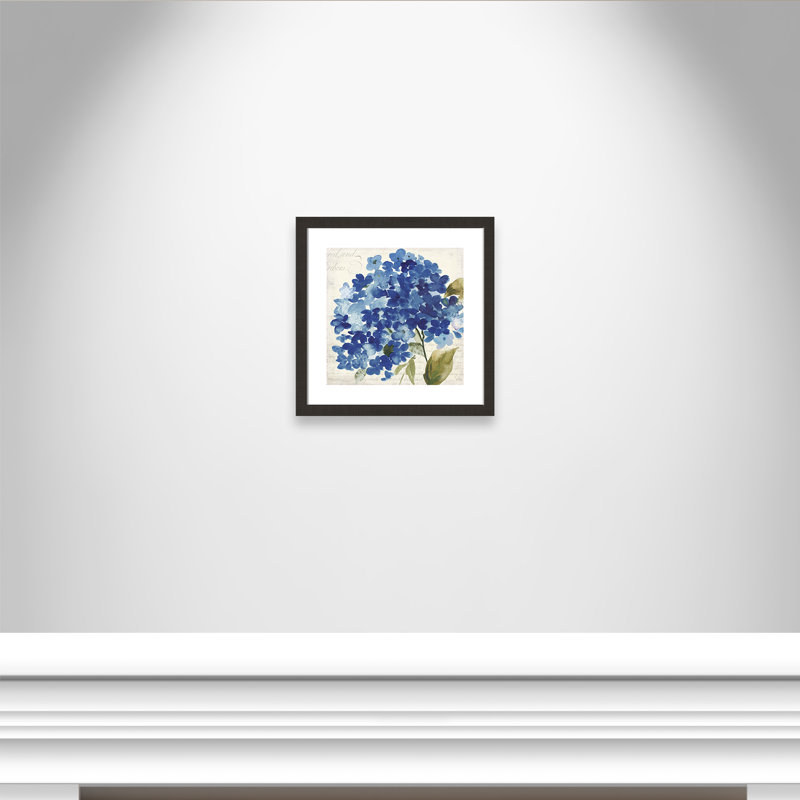 «Geatano Hampton Hydrangea II», reproduction de peinture à l'aquarelle encadrée, Cadre espresso foncé