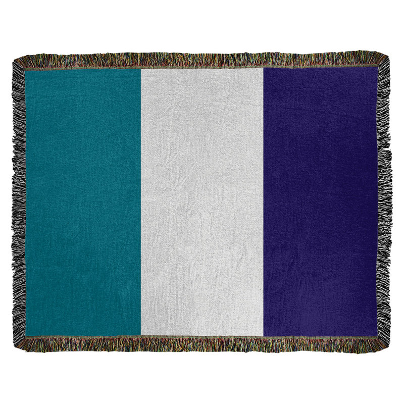 Couverture en coton Charlotte, L 60 po x L 80 po, Bleu sarcelle / blanc / mauve foncé, Basketball Charlotte