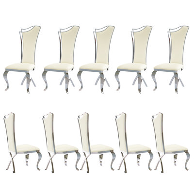 Chaises de salle à manger blanches et argentées