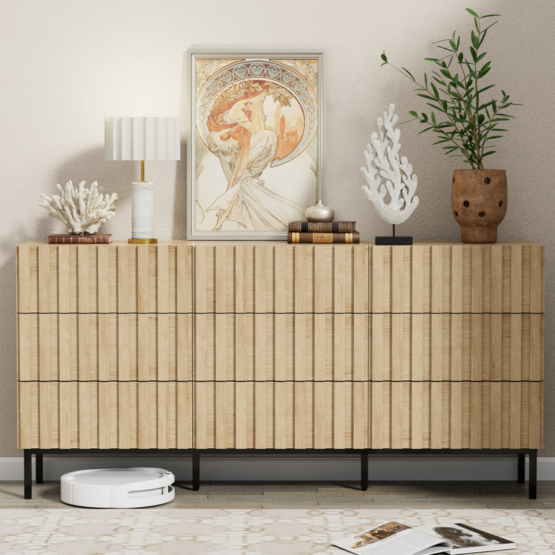 Commode double 9 tiroirs l 59,1 po, Ivoire