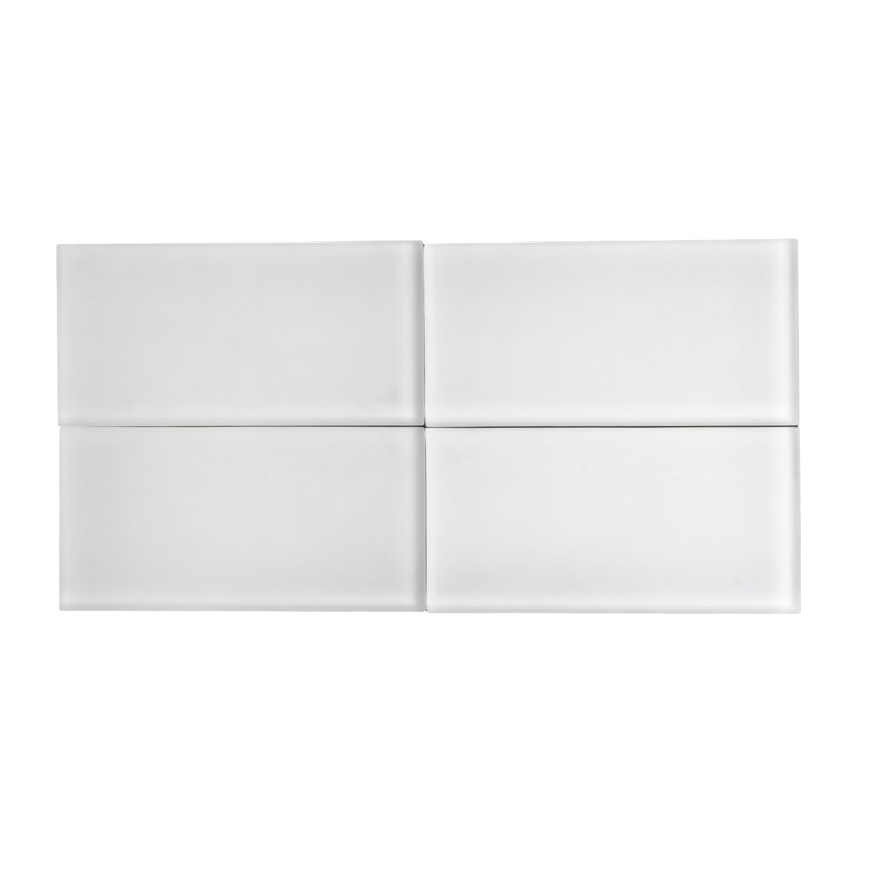 6'' x 3'' Glass Subway Wall Tile, White