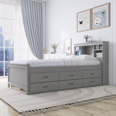 Platform Bed With Storage Headboard, USB,Trundle And 3 Drawers