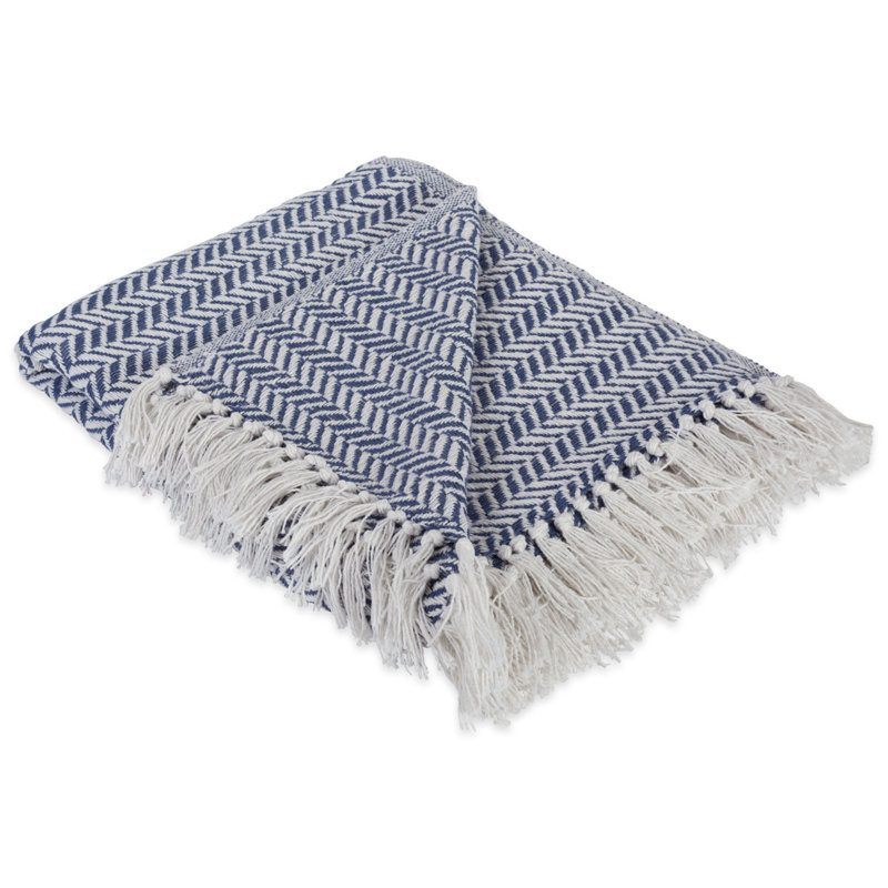 Hand Woven Throw Blanket, French Blue
