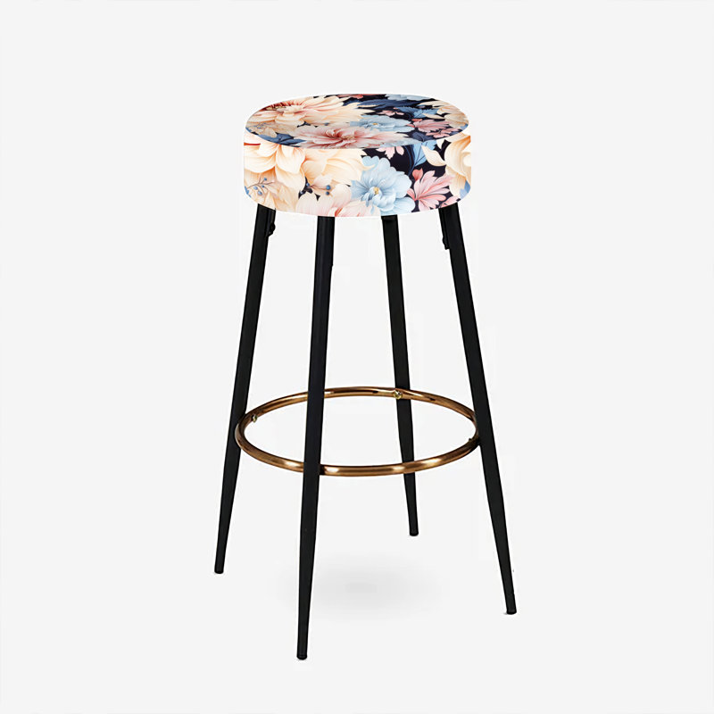 Ensemble de 2 tabourets de bar roses et bleus Timeless Peony Delights, Délices de pivoines roses et bleues intemporelles