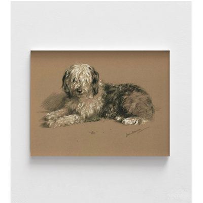 Vieille reproduction de berger anglais, reproduction d'art, affiche murale antique, cadeaux mignons