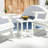 Patio Side Table - 15" Square Weather End For Porch, Pool, Balcony. Design, 110 Lbs Load Bearing, White Balcony, Pool Outdoor Table,