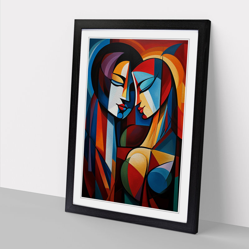XYZ-FRM-V1223-4368 Lovers Abstract - Single Picture Frame Print on Wood, Black, 46cm H x 34cm W x 2cm D