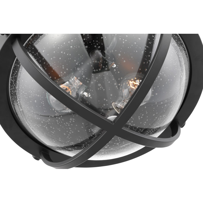 Morrilton Glass Flush Mount, Black, Clear