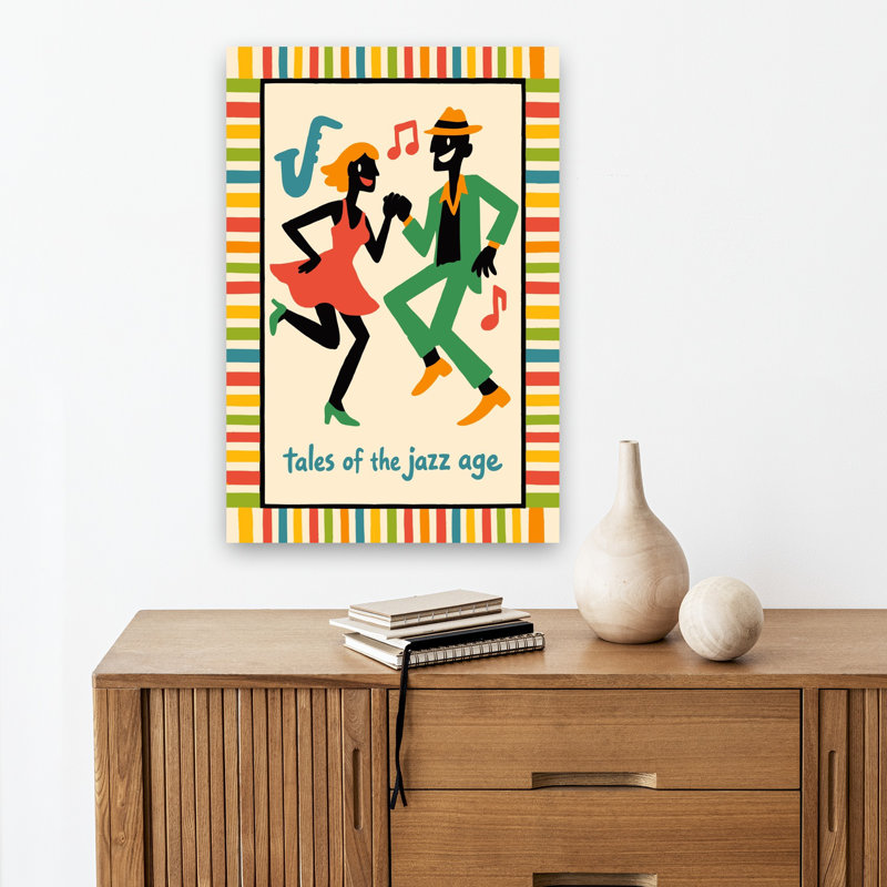 «Jazz Age Dancers», art mural rétro, H 18 po x l 12 po