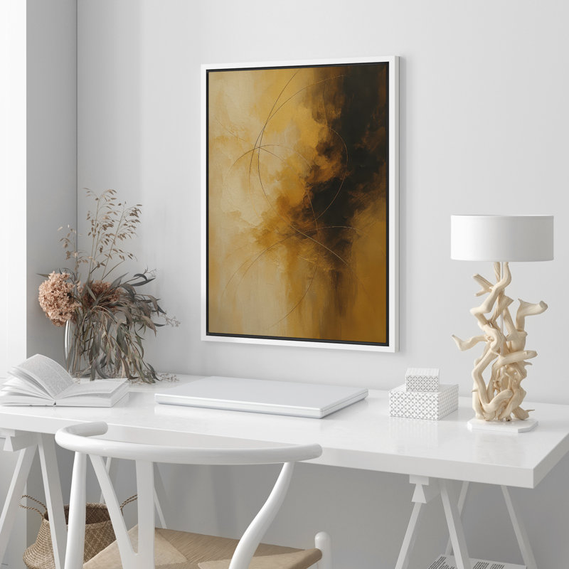 Reproduction d'art abstrait sur toile encadrée pour décoration intérieure moderne, H 36 po x l 24 po, Blanc