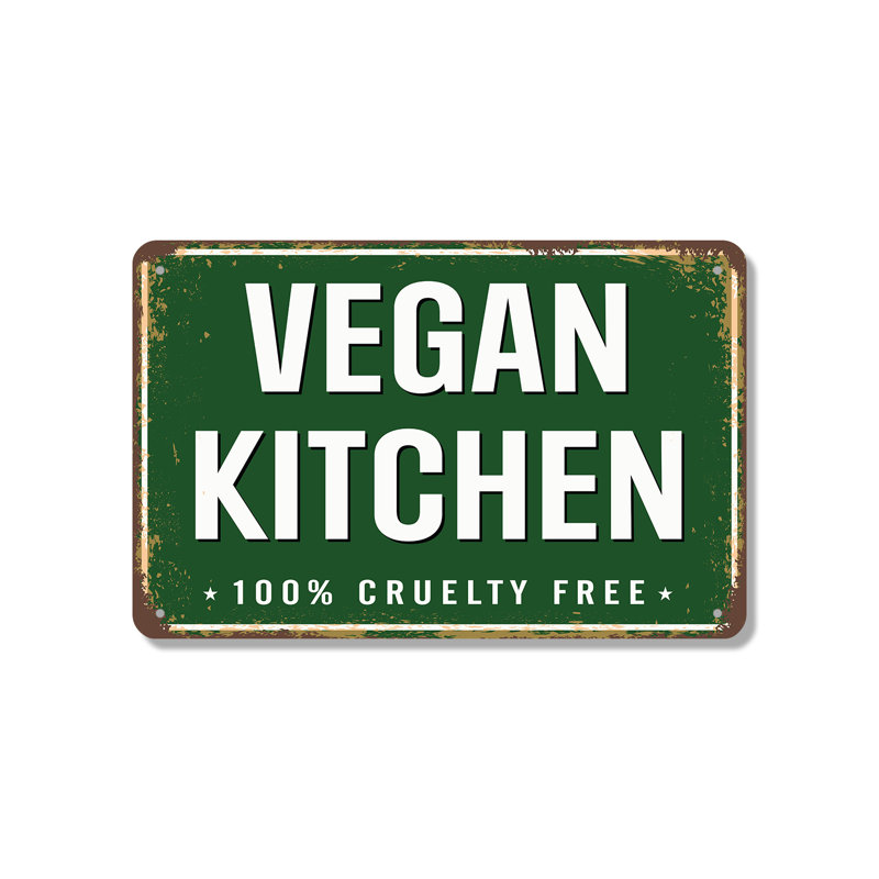 Enseigne de fantaisie en aluminium Vegan Kitchen Street 18 po x 24 po, H 18 po x l 24 po x P 0,1 po