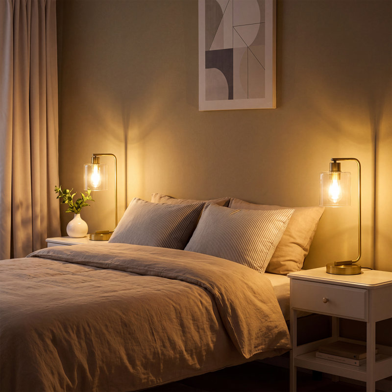 19" Arched Design Touch Control Table Lamp With USB Ports