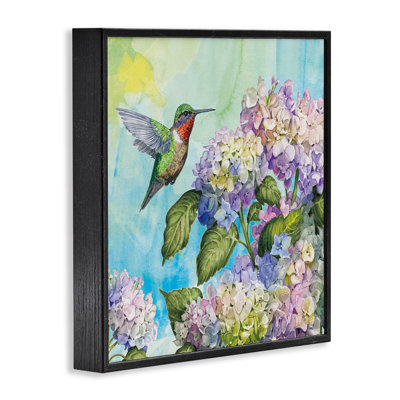 Colibri et hortensias, giclée encadrée, design par Tim Coffey