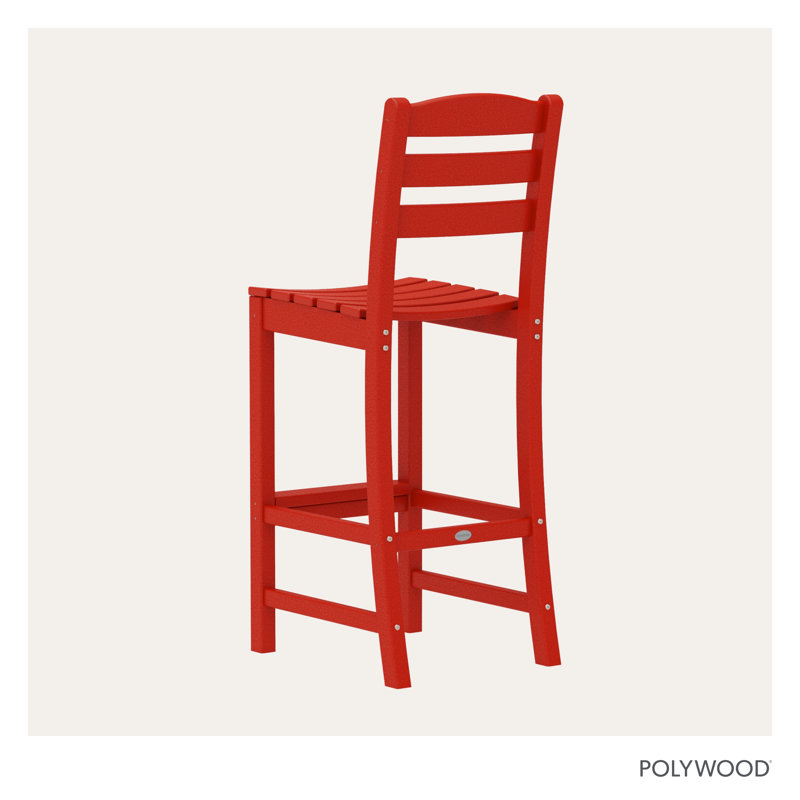 Tabouret de bar d'extérieur sans accoudoirs 47,13 po POLYWOOD La Casa Café, Rouge coucher de soleil