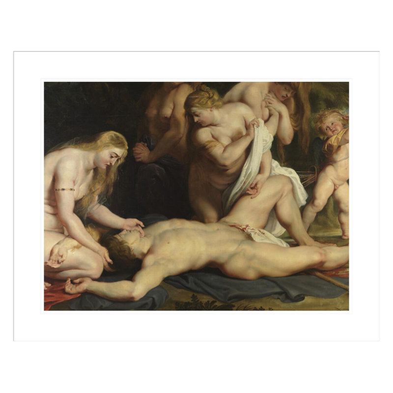 La mort d'Adonis avec Vénus Cupidon et les trois grâces (détail) par Peter Paul Rubens, impression giclée encadrée