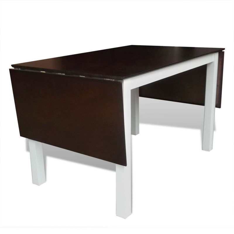 Piero Extendable Solid Wood Dining Table, Brown/White