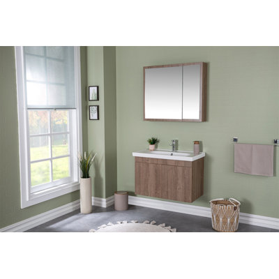 Ensemble de meuble-lavabo mural simple 31,44 "avec miroir Kynleigh