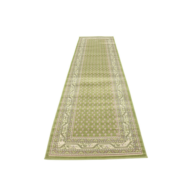 Tapis géométrique Swinson, Tapis de couloir 2 pi 9 po x 9 pi 10 po, Vert
