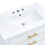Armoire de salle de bain moderne 30 pouces - blanc, intérieur spacieux, espace ouvert, espace de rangement blanc avec détails or, options polyvalentes, détails