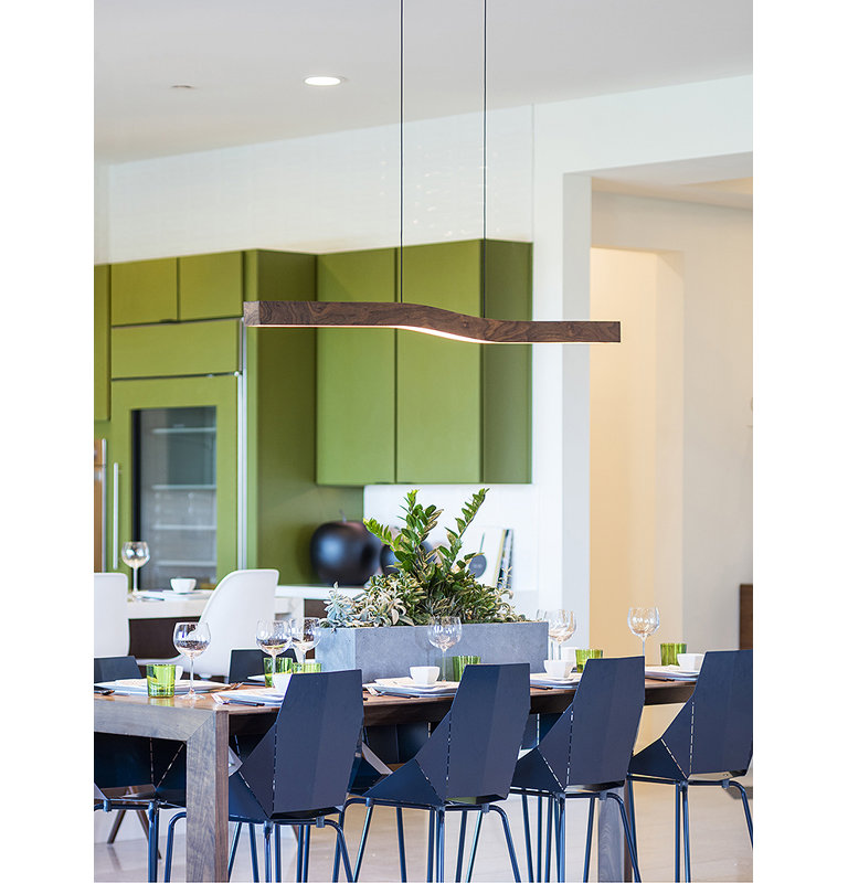 Camur 1 - Light LED Pendant, Dark Stained Walnut, 2700K
