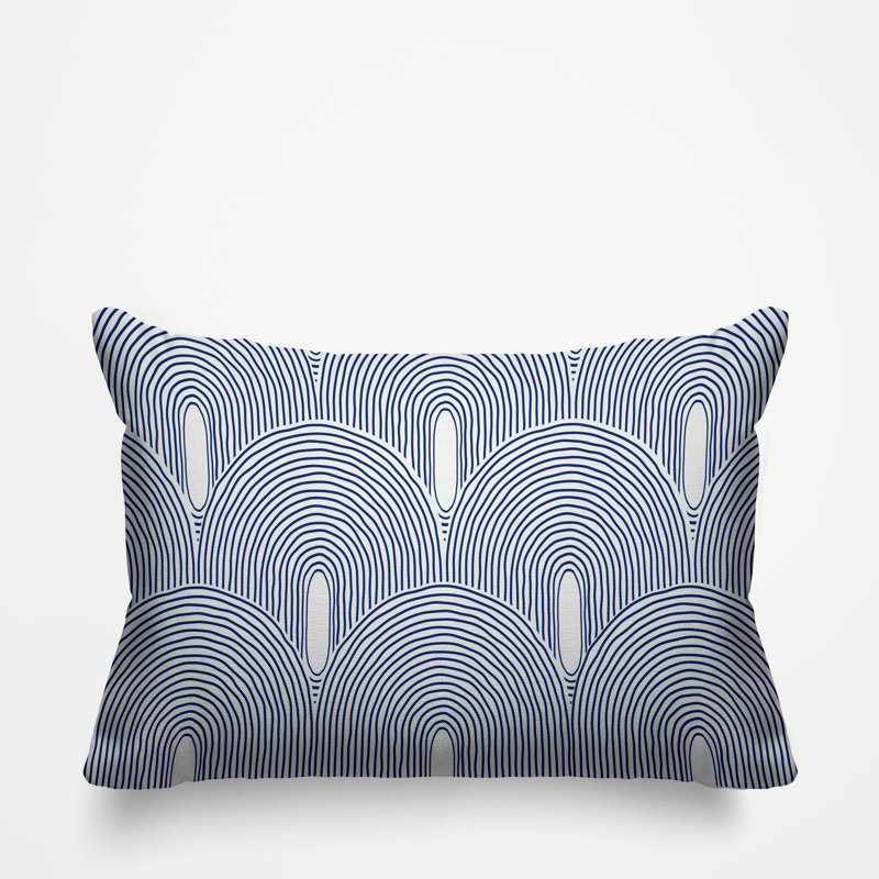 Limpo Starburst Outdoor Reversible Throw Pillow, 14" x 20", Navy Blue, Rectangular