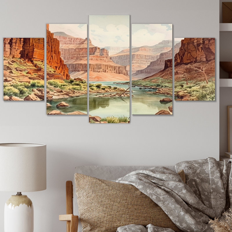 Paysage de canyon - décoration murale canyon - 5 panneaux