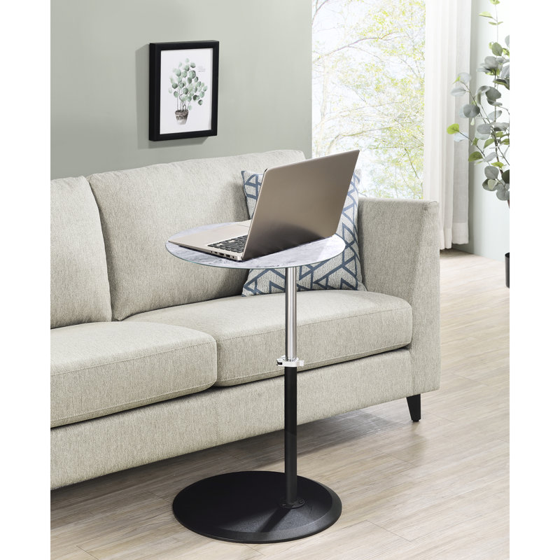 Table de bout en marbre gris texturé à plateau texturé de 15,5 po de hauteur avec aspect de qualité réglable - élément de caractère moderne