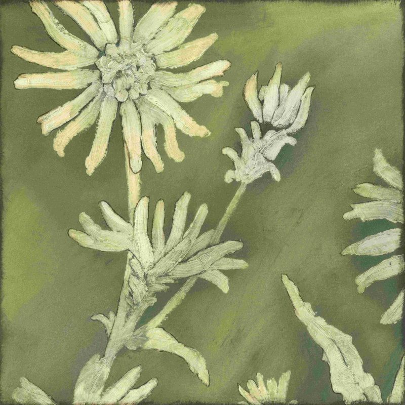 Verdigris en fleurs I, H 12 po x l 12 po